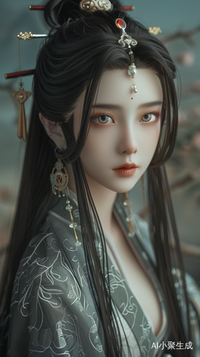 古代美女：乌黑长发 瓜子脸大眼 白皙肌肤
