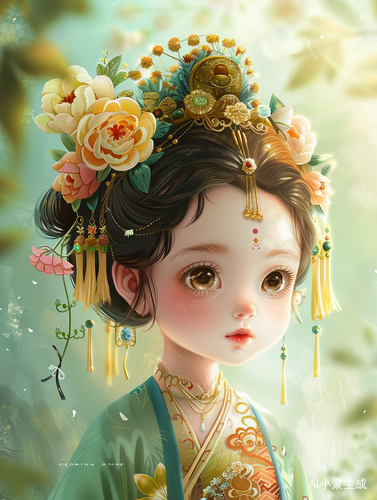 Tang Dynasty Girl: Cute Cartoon-Vector with Traditional Chinese Charm