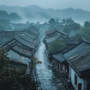 古镇，天青色等烟雨，朦胧的美感