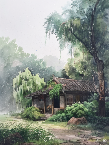 夏日清晨的烟雨缭绕