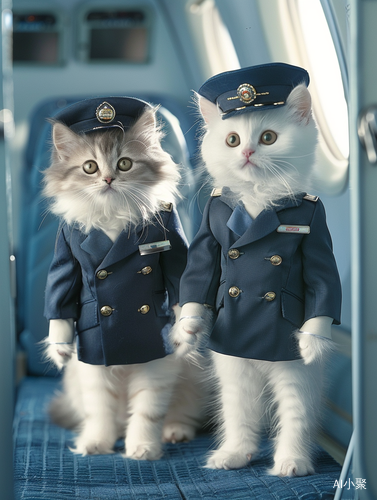 Flight Attendant Kittens Welcoming Passengers