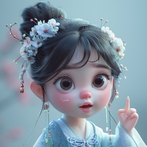 Super Cute Little Girl in Disney Style Hanfu