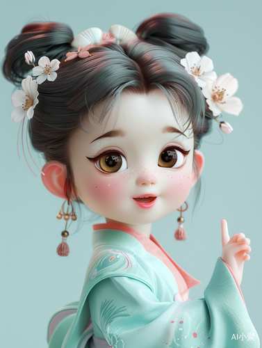 Super Cute Little Girl with Big Eyes and Flower Accessories