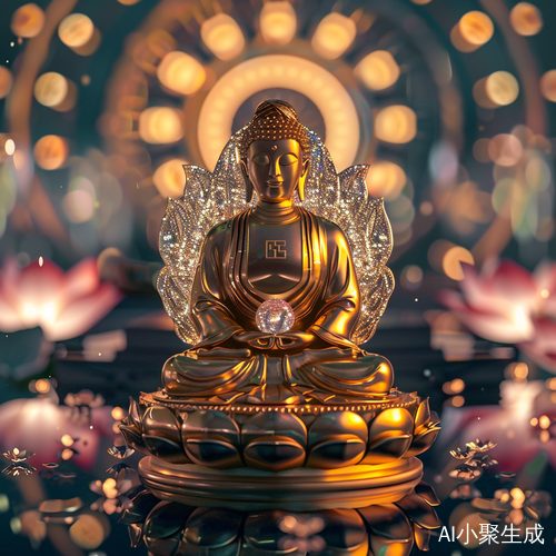 超真实如来佛祖,华丽的莲花台,美丽细节,超高清摄影