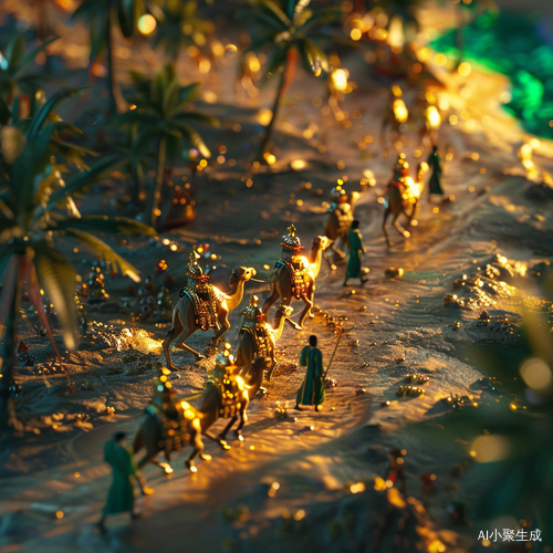 Miniature Landscape with Camels and Merchants in Unreal Engine 5