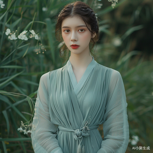 翠烟衫与水雾绿草百褶裙