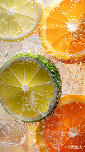 清爽橙柠气泡水特写
