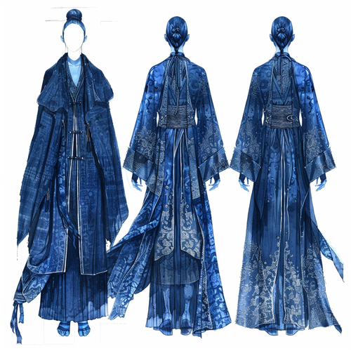 Chinese Style Batik Craft Fabrics: New Fashion Design with Blue Tones