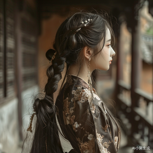 精致五官，江南水乡，古风女性，长发美