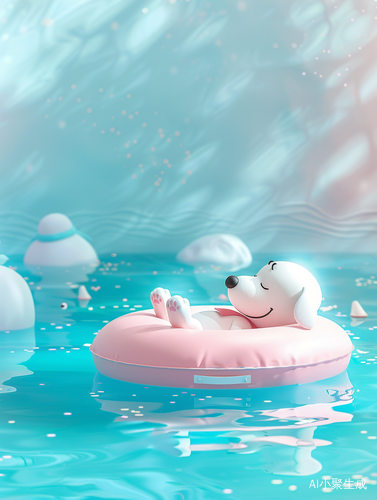 Dreamy Snoopy & Woodstock Floating in Colorful Pool