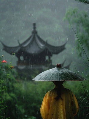 江南的雨很清，很柔，很长，下一个春天有氛围，有故事，有景物，我坐床前，前看雨，看花的人变成了葬花的人，古风古韵，绝美，漫时光，