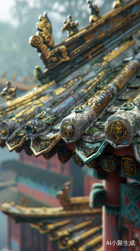 古寺房檐一角清晰展现庄严之美