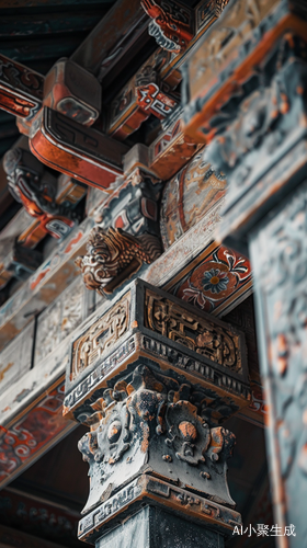 古寺房檐一角清晰展现庄严之美