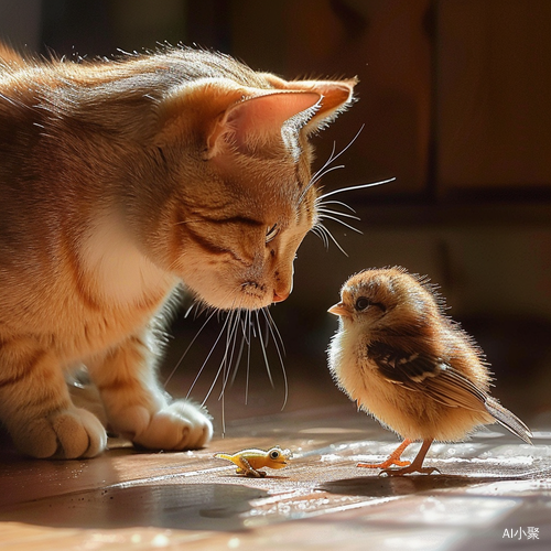 Playful Cat and Bird: A Tom and Jerry Moment