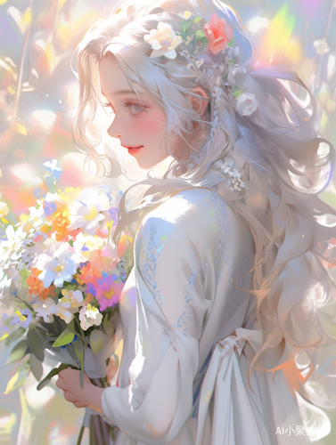 闪烁光彩的五彩长发美少女