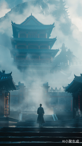 神秘雾气笼罩下的寺庙