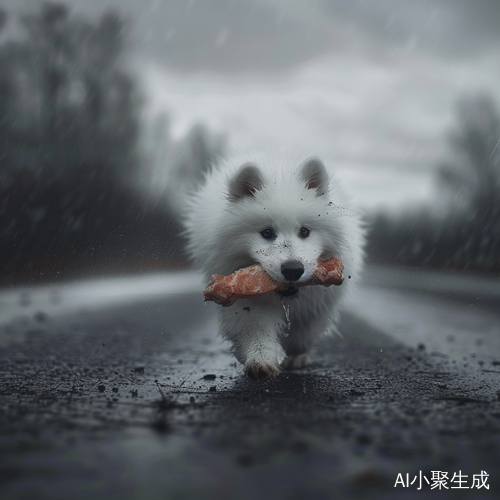 萨摩耶崽崽顽强奔跑，为了奉献给妈妈的肉