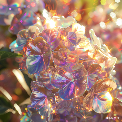 水晶融化成的hydrangea在花园中闪闪发光