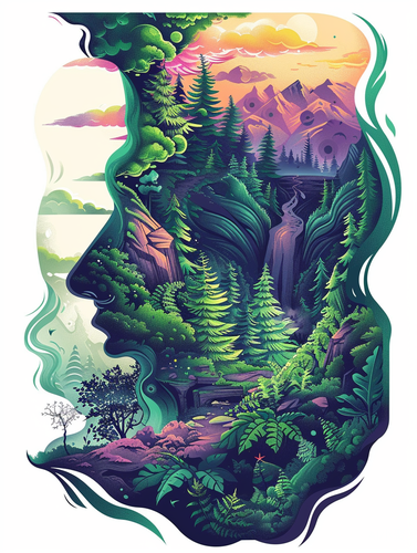 Captivating Hiking Wolf T-Shirt Design in Overgrown Valley