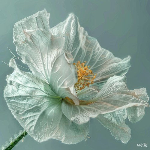 Translucent Okra Flower: Chinese-Style Oil Painting with Detailed Design and HD Quality