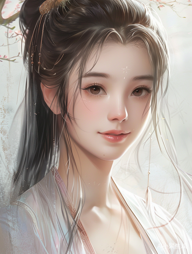 清秀的中国南方女生在公园微笑