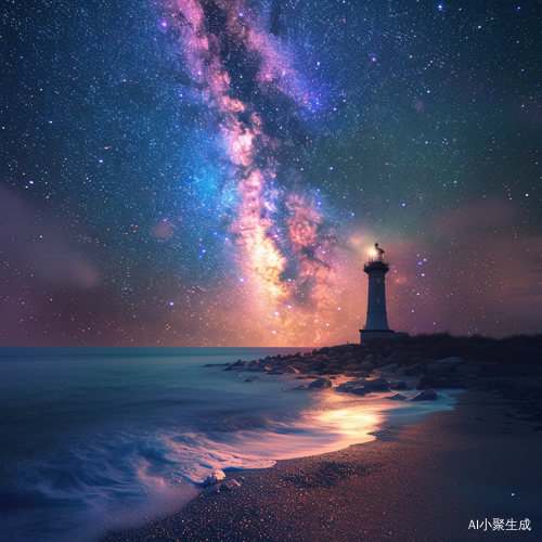 超高清32K 3D星汉灿烂照片真实感海景灯塔