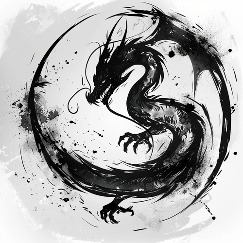 徽章龙水墨简笔画