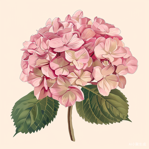 绣球插画风格白底粉色