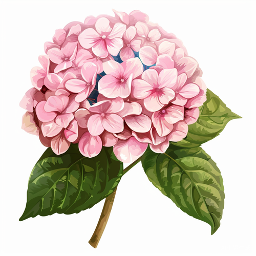 绣球插画风格白底粉色