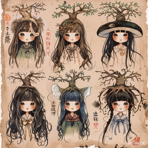 五款东北人参娃娃IP形象绘制