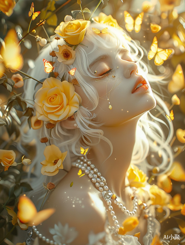 Golden Light: A Surreal Portrait of a Beautiful Anime Girl