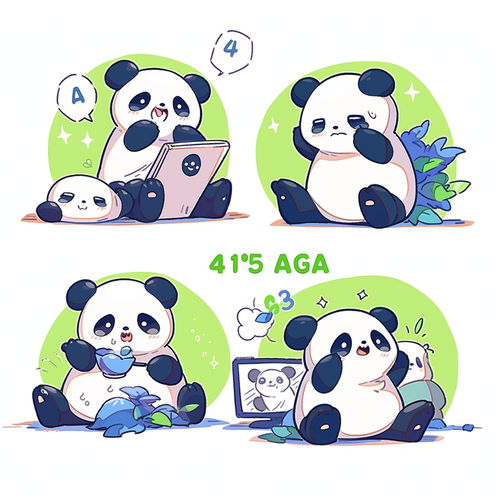 Hallyu-inspired Panda Daily Timetable Stickers with Exaggerated Poses