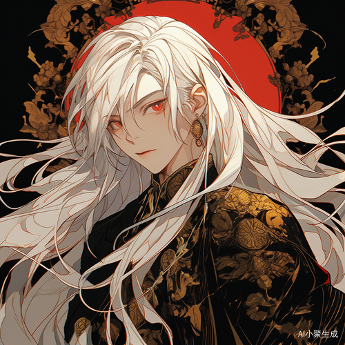 白发红眸古风男生