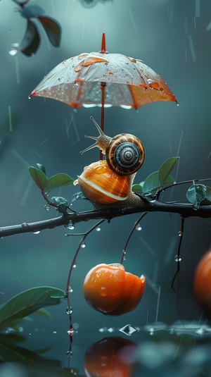 there is a picture of a picture of a plant with a umbrella, nature wallpaper, snails, inspired by Igor Zenin, amazing composition, amazing wallpaper, hd wallpaper, beautiful nature, on a branch, fairy fruit. octane render, awesome greate composition, really beautiful nature, high quality desktop wallpaper, by Igor Grabar, photo manipulation, highly realistic photo