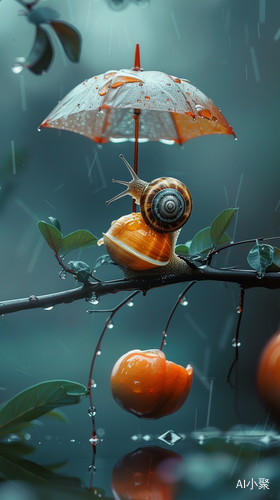 Amazing Nature Wallpaper with Umbrella Plant and Snails