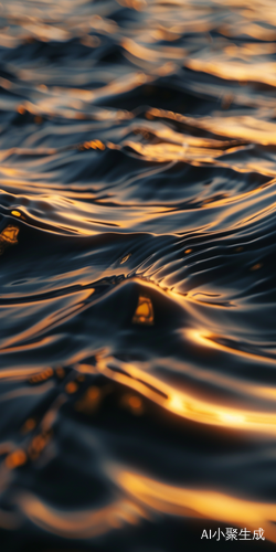 Golden Edges on Close-up Water Surface