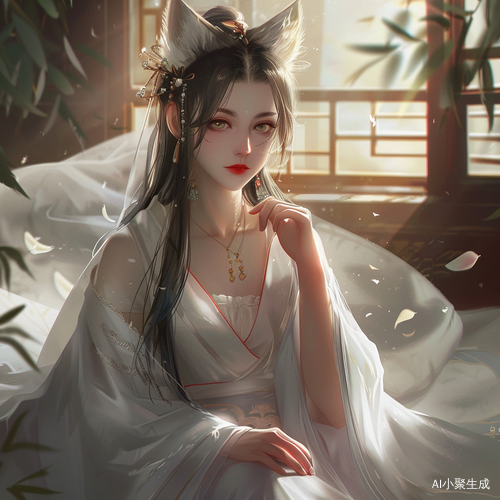 白色汉服美丽少女