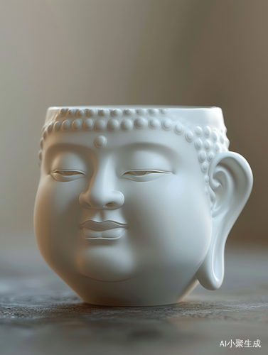 庄严肃穆的佛像杯，带把手