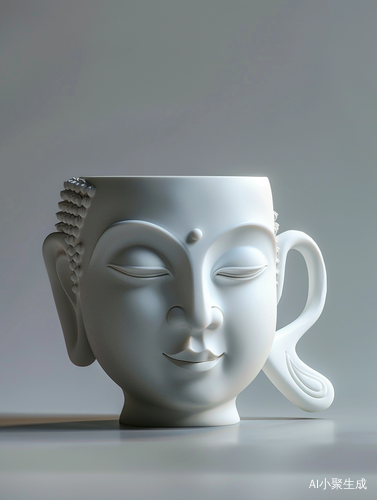 庄严肃穆的佛像杯，带把手