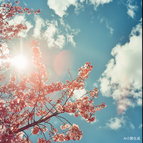 清晨阳光轻柔 仰拍野生樱桃红