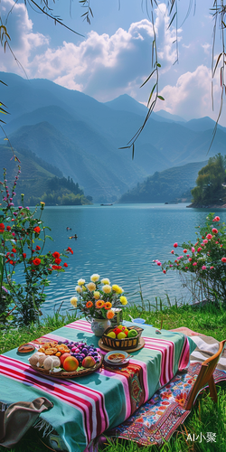 美丽湖边野餐：四川平芝湖风景