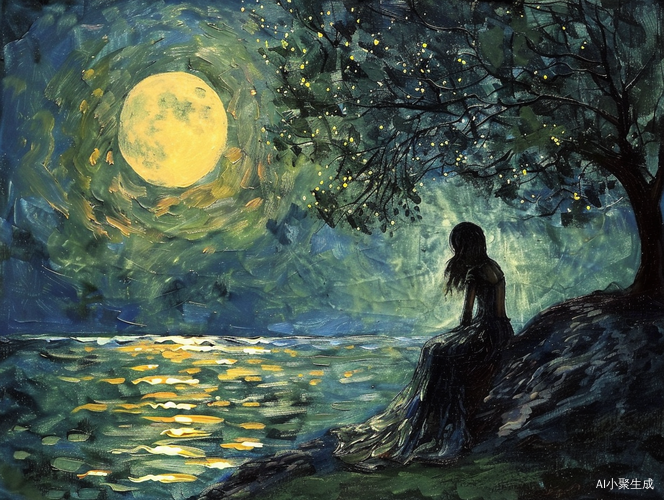 月下女神的静谧黑夜