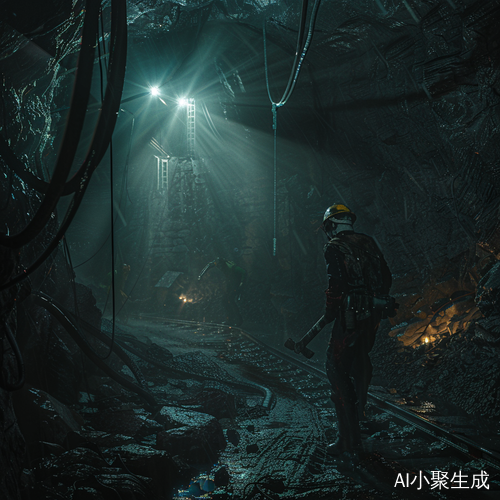 阴暗矿洞中的镐子矿工
