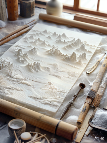 Delicate Chinese Landscape Painting on Paper