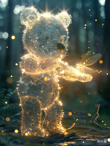 Glowing Teddy Bear Holding a Firefly