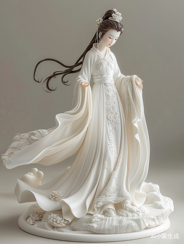 德化白瓷塑像展示端庄古风陶瓷仕女