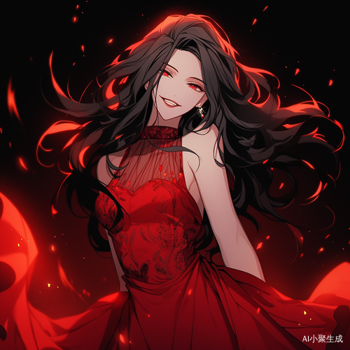 黑发红衣 微笑对远方