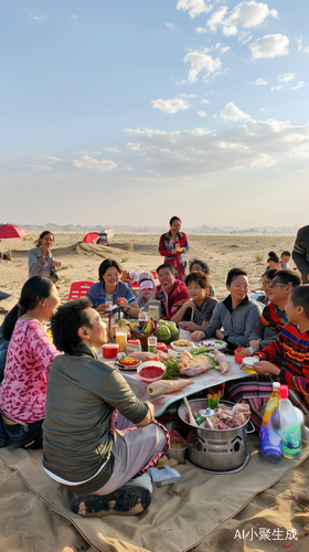 宁夏沙坡头旅游区欢乐聚会：沙漠上的亲朋好友