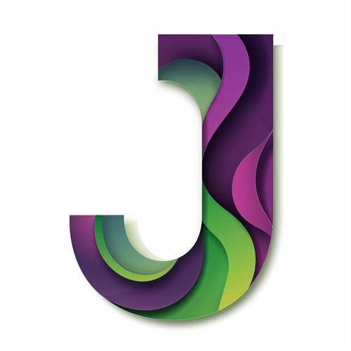 二维紫绿色字母J