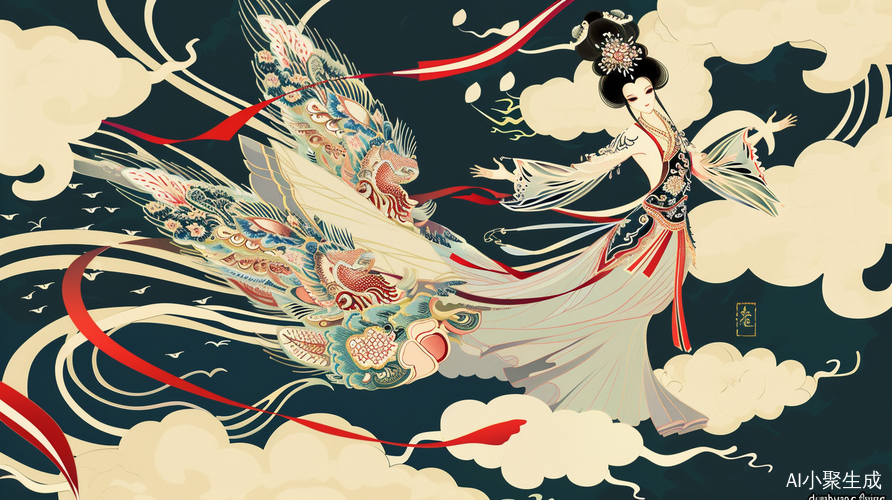 中国剪纸作品“敦煌飞天”设计要素